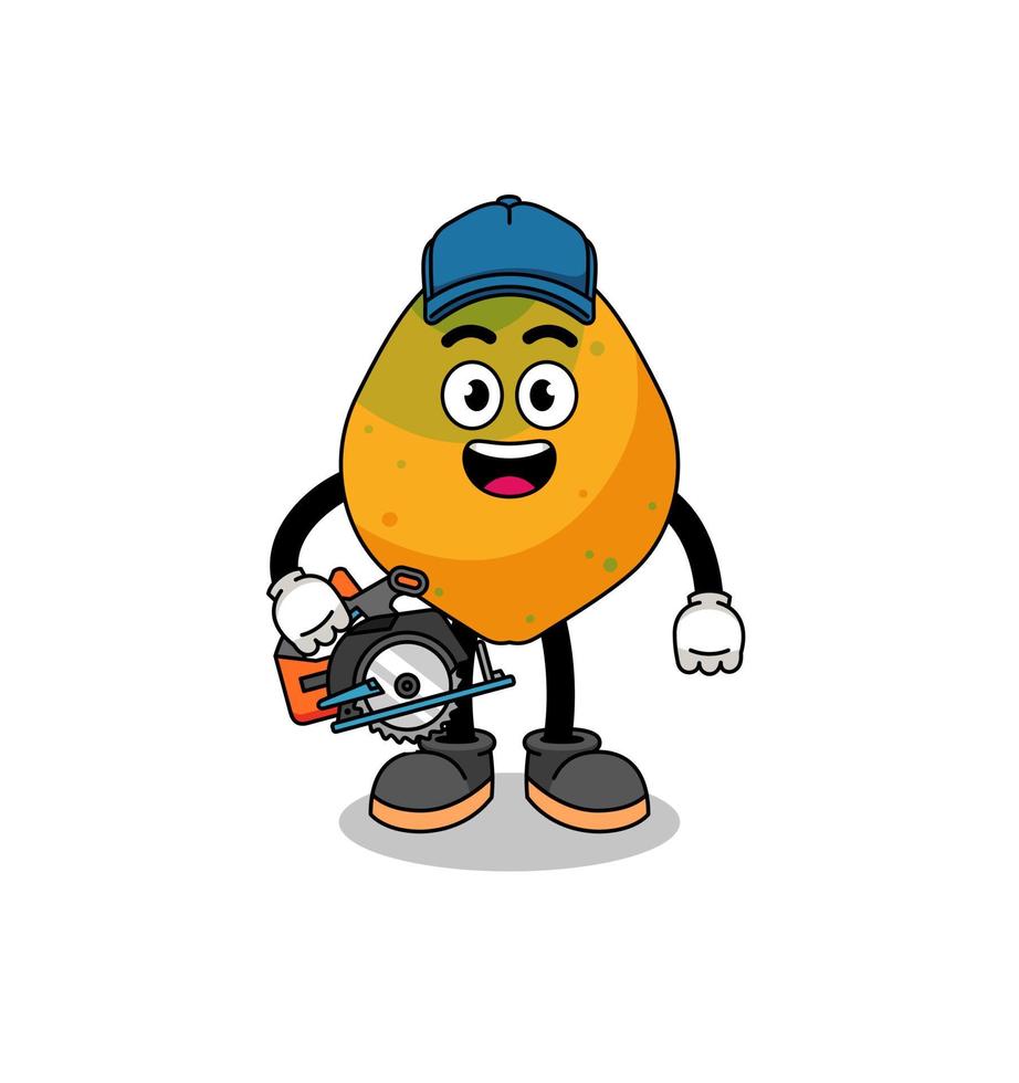 fumetto illustrazione del frutto della papaia come falegname vettore