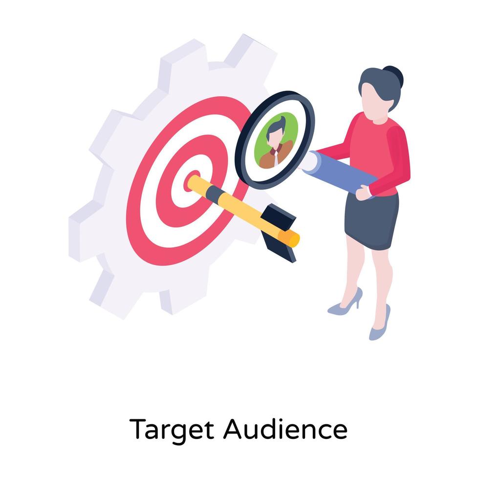 icona isometrica moderna del pubblico di destinazione vettore