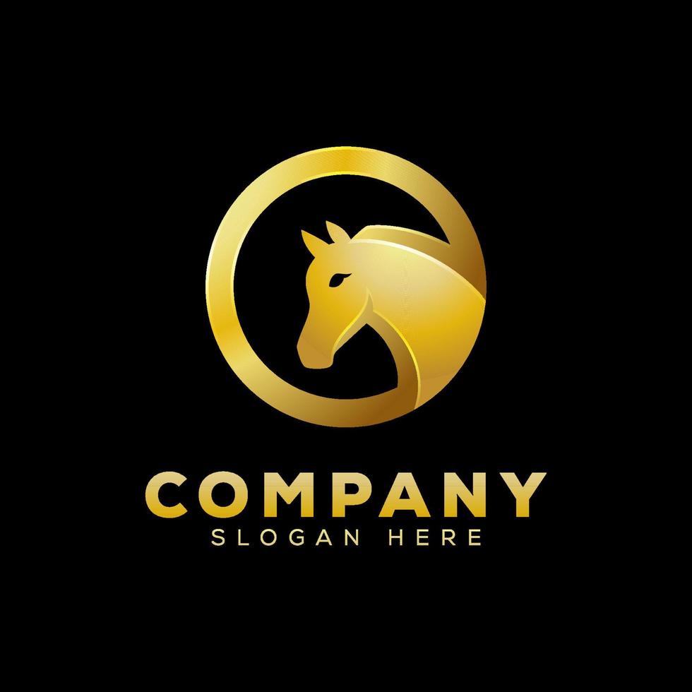 modello di logo di lusso cavallo d'oro vettore