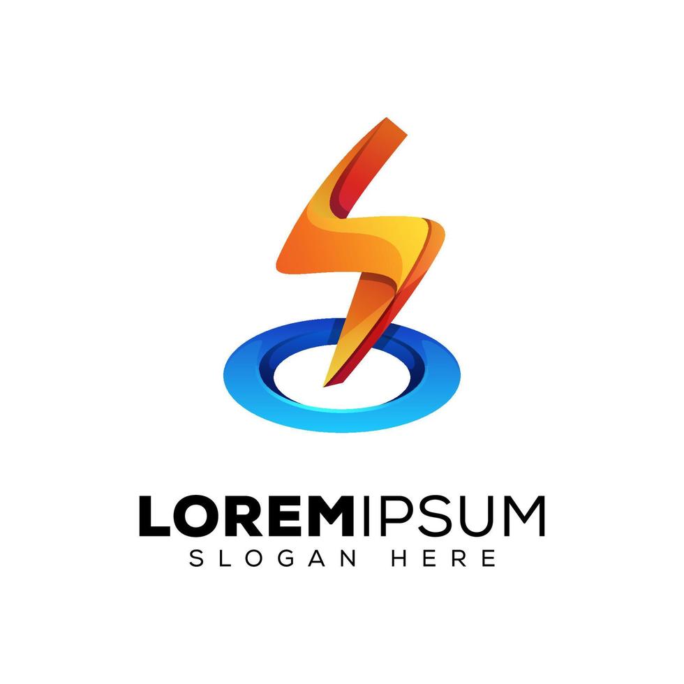 logo fulmine, modello vettoriale di progettazione del logo dell'area di energia elettrica