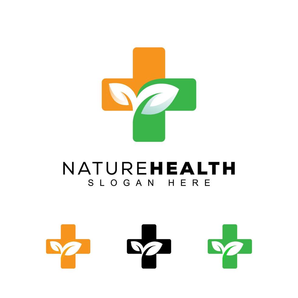 logo moderno della salute della natura a colori, modello vettoriale del logo della foglia organica medica