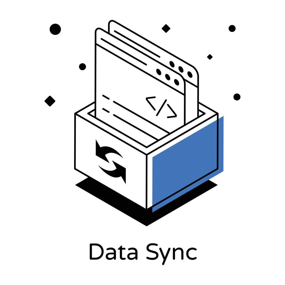 scarica il design dell'icona isometrica di sincronizzazione dei dati vettore