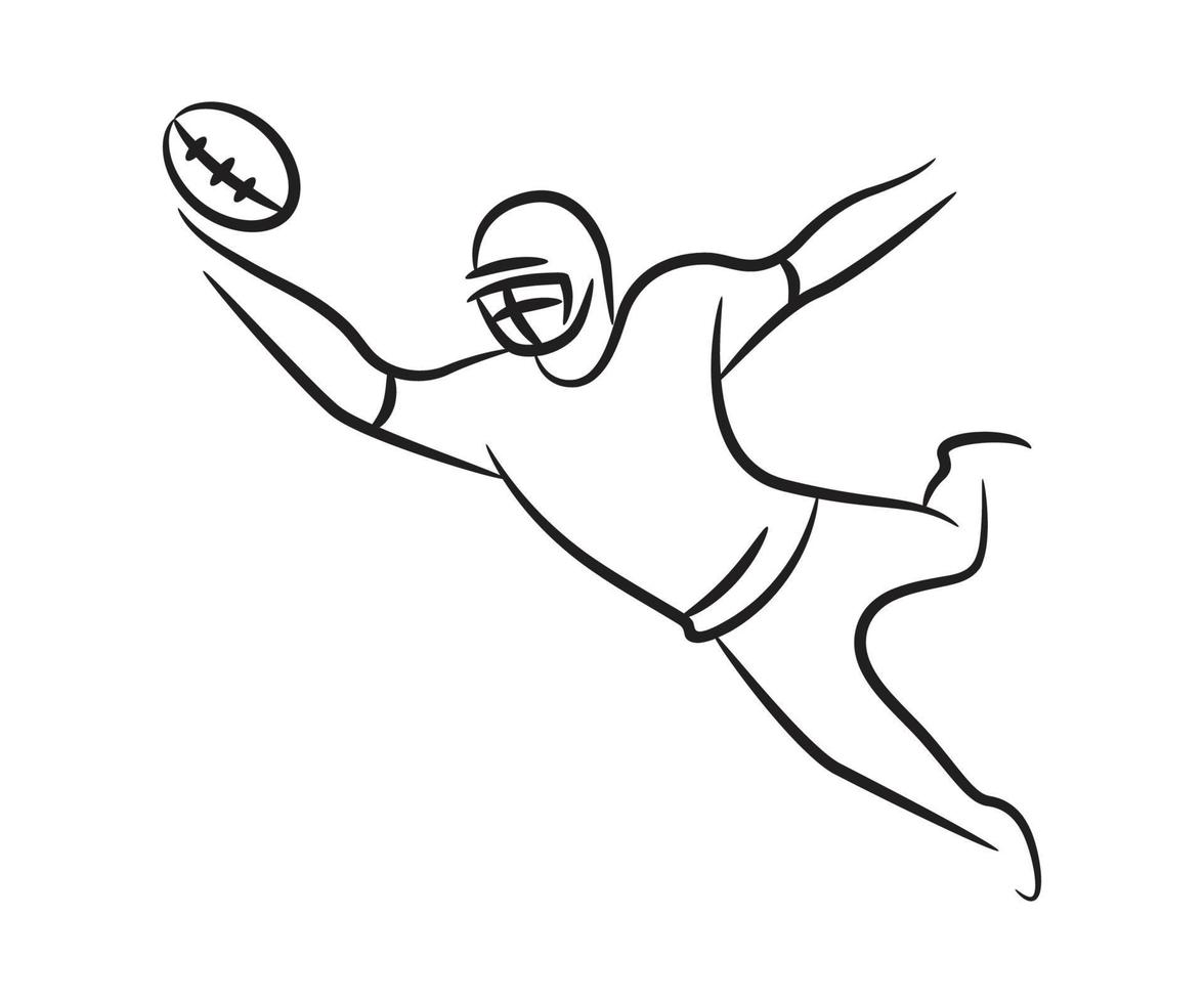 illustrazione disegnata a mano di vettore del giocatore di rugby