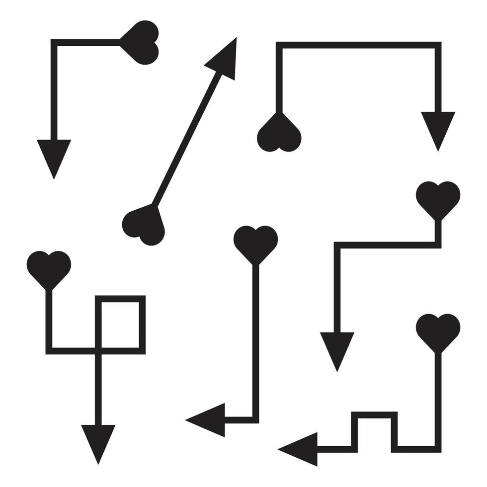 freccia e illustrazione della coda a forma di cuore vettore