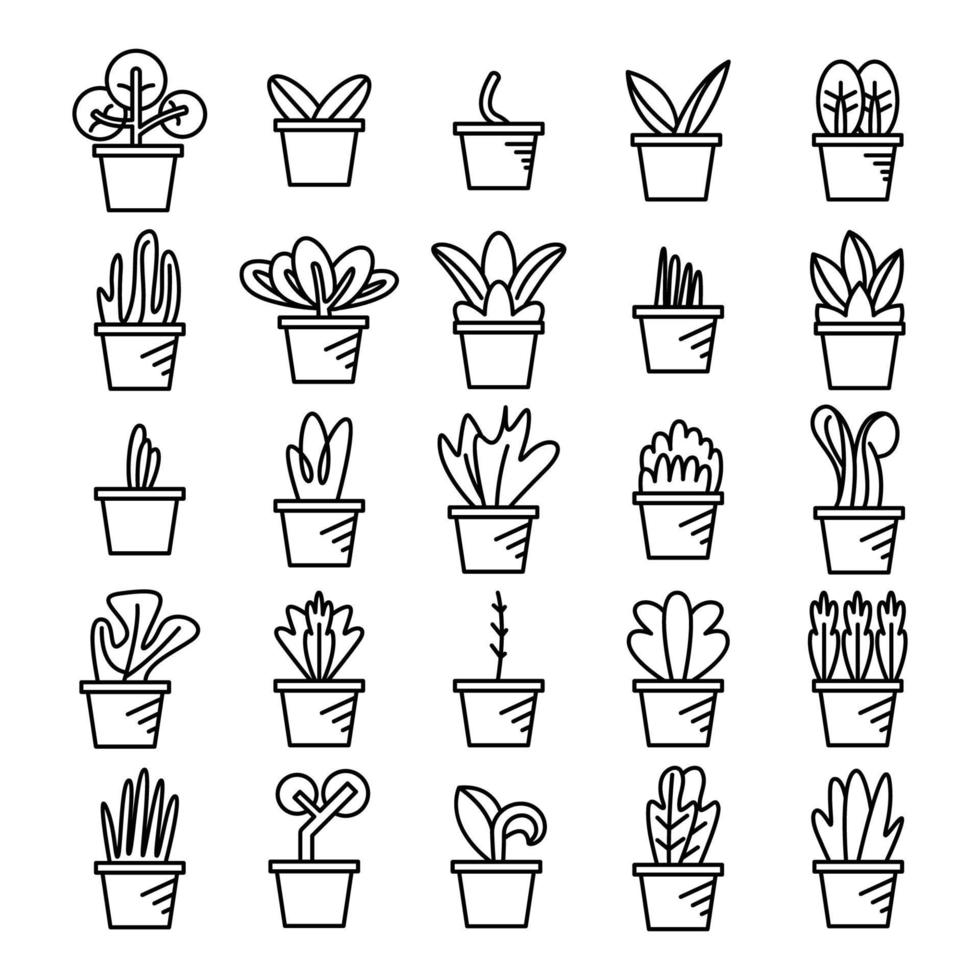 illustrazione della linea delle icone della pianta d'appartamento vettore