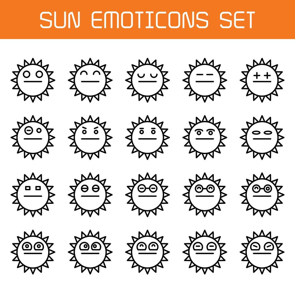 illustrazione della linea di emoticon del sole vettore