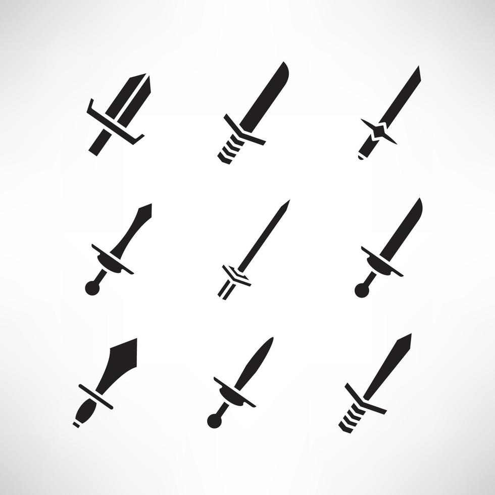 set di icone di spada e pugnale vettore