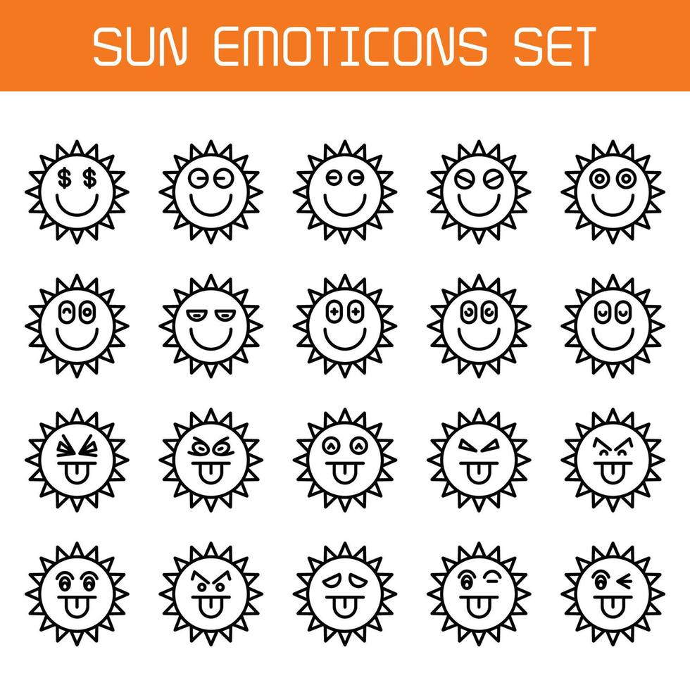 illustrazione della linea di emoticon del sole del sorriso vettore