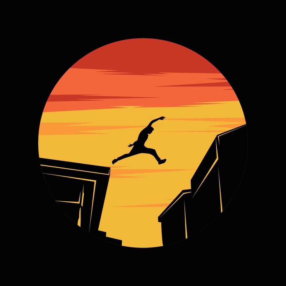 illustrazione della siluetta del parkour vettore