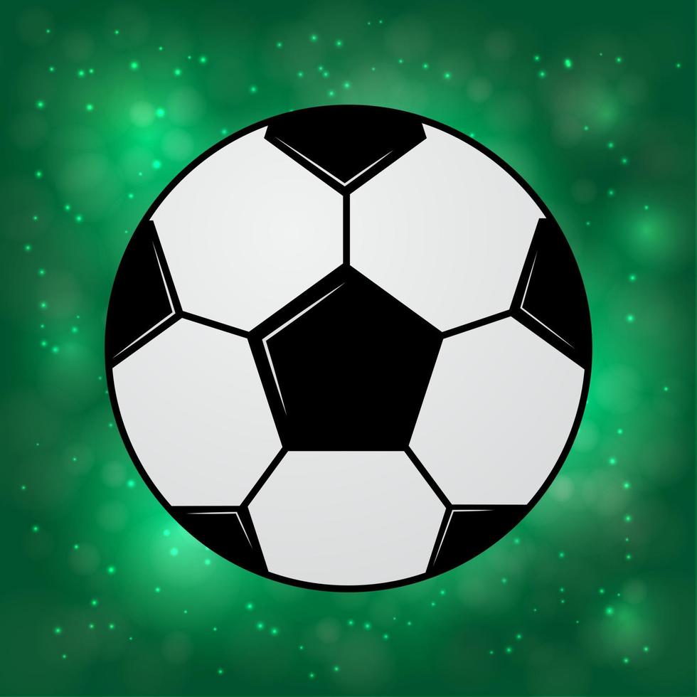 pallone da calcio su sfondo sfocato verde boreh scintillante. universo del concetto di calcio. vita sana, sport e attività nel mondo. modello per i tuoi progetti di design. vettore