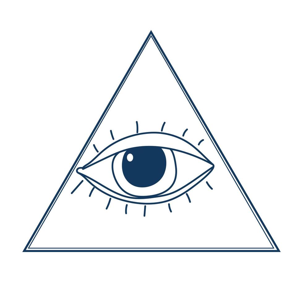 l'occhio nel triangolo. l'occhio onniveggente all'interno della piramide. segno zodiacale e occulto, spiritualità. simbolo sacro magico vettore