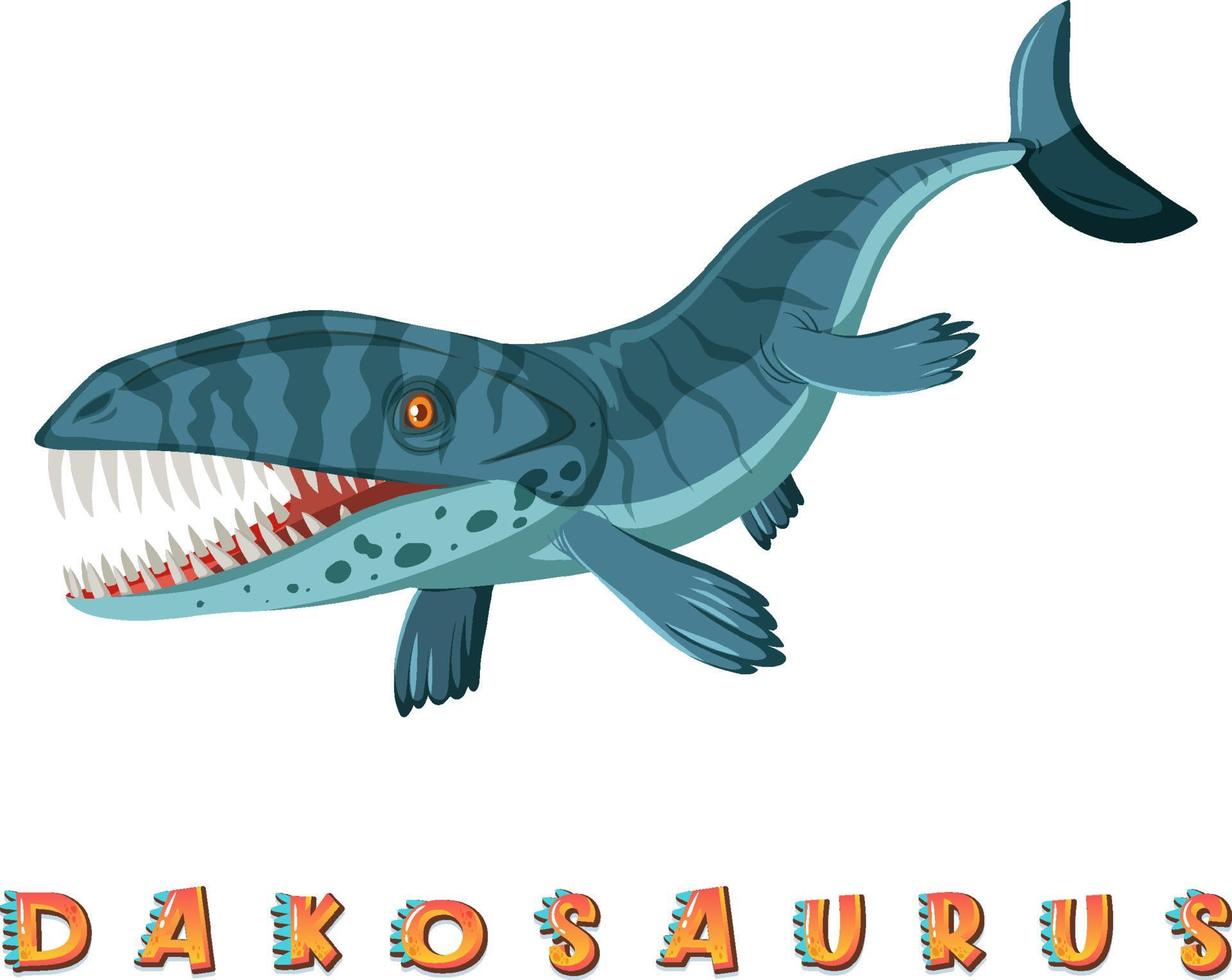 wordcard dinosauro per dakosaurus vettore