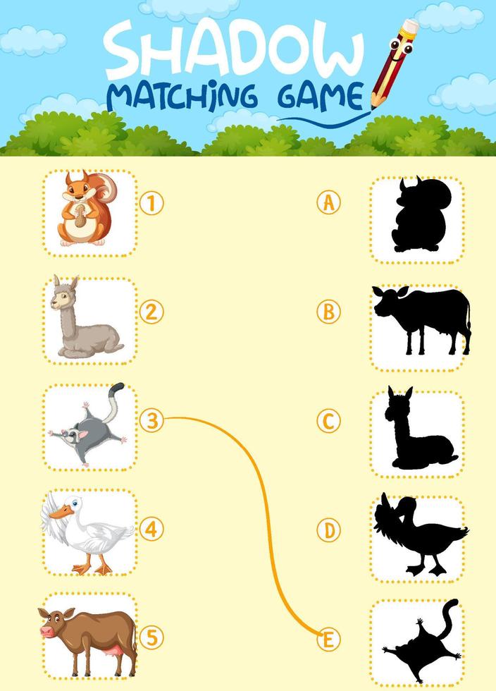 modello di gioco di corrispondenza delle ombre vettore