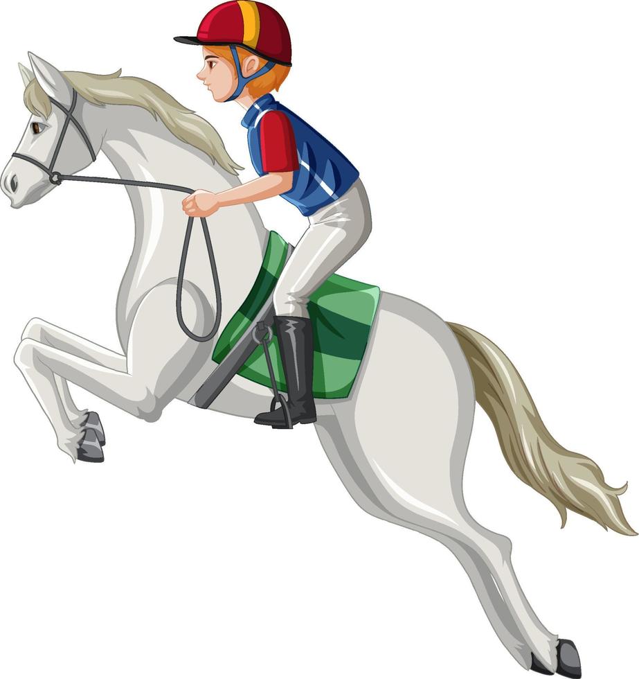 un uomo a cavallo su sfondo bianco vettore