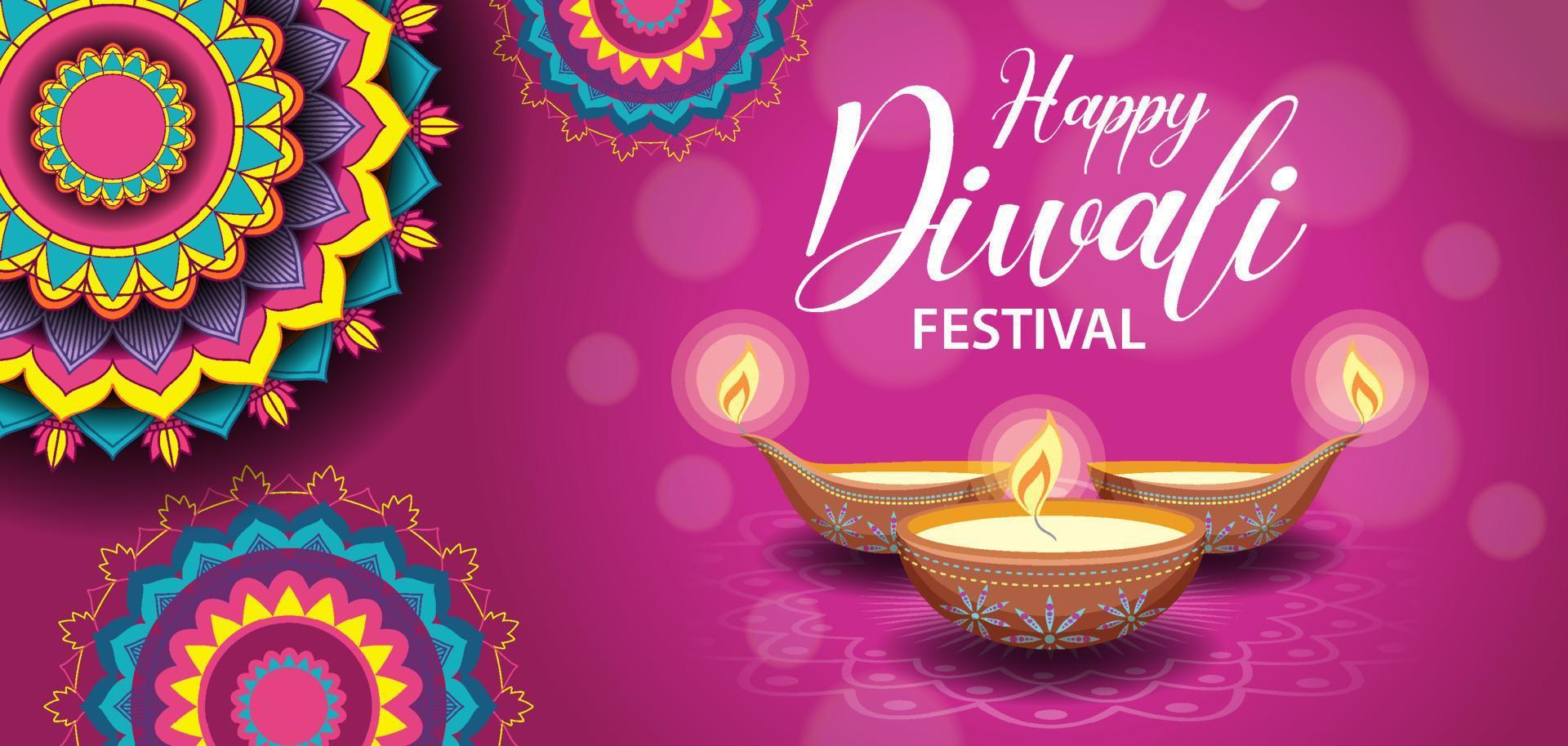 banner felice del festival indiano di diwali vettore