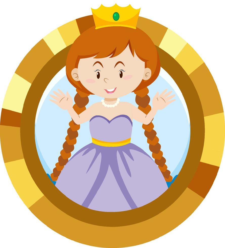 simpatico personaggio dei cartoni animati della principessa vettore