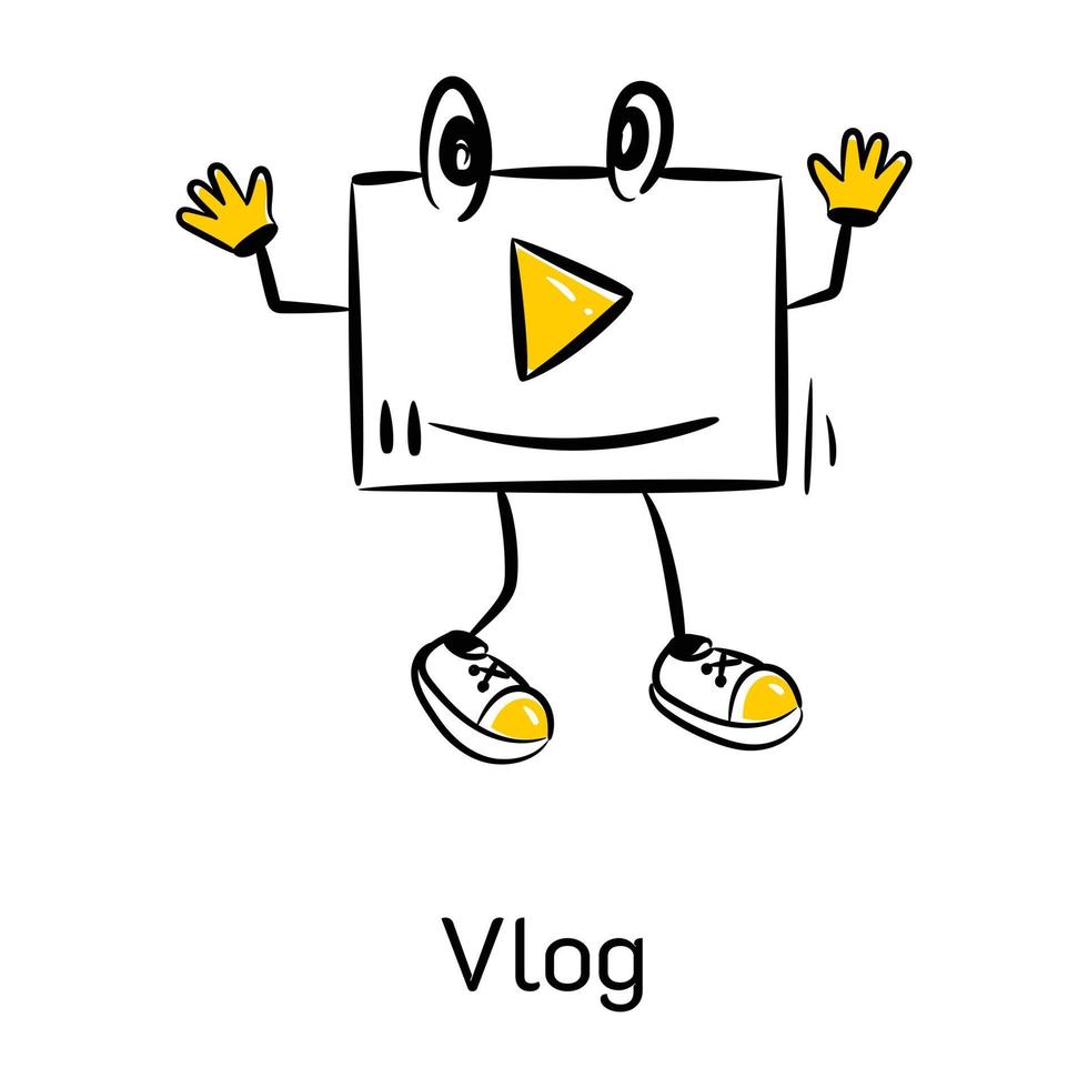 una simpatica icona disegnata a mano di vlog vettore