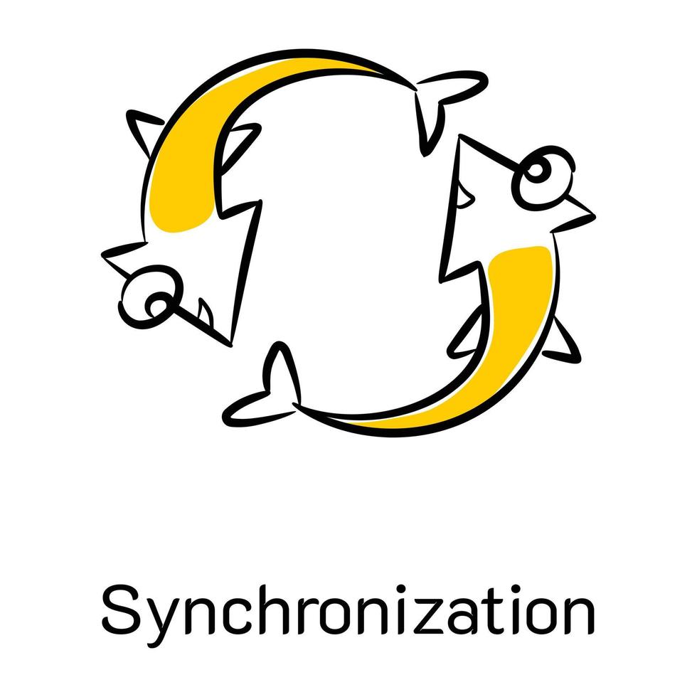 icona di sincronizzazione disegnata in modo creativo vettore