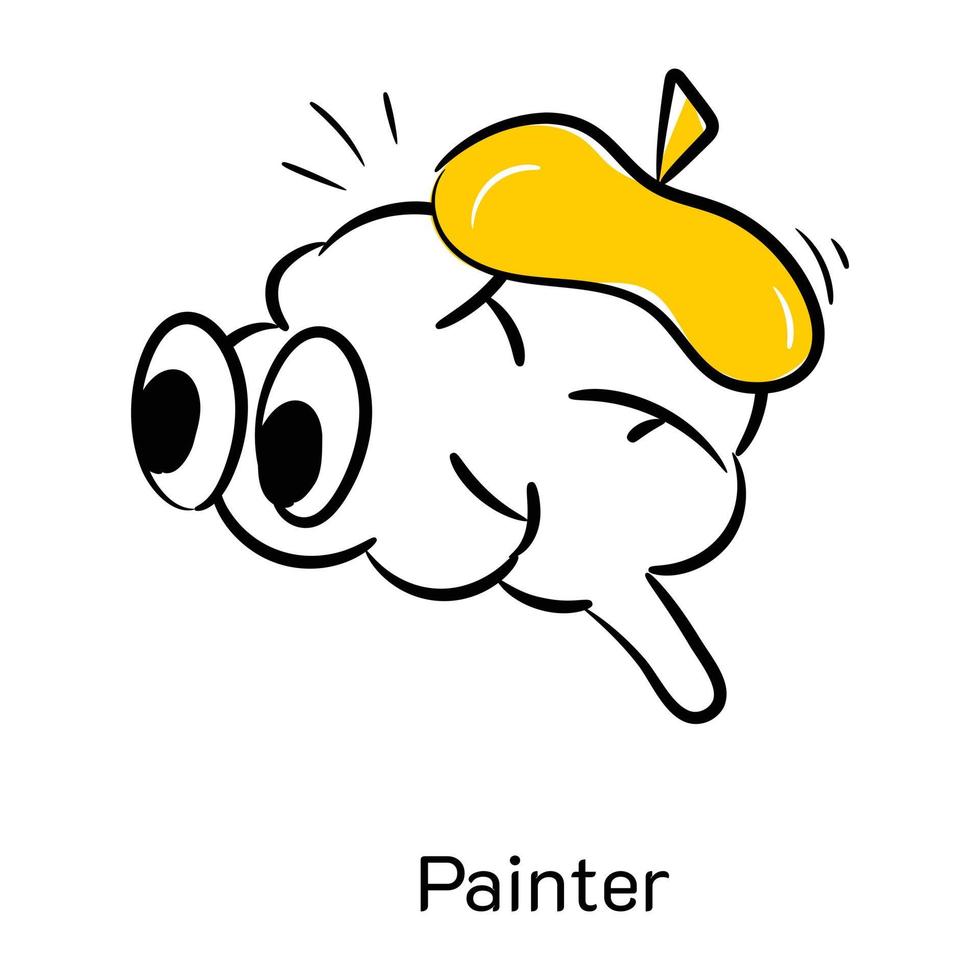 un'icona disegnata a mano accattivante del pittore vettore