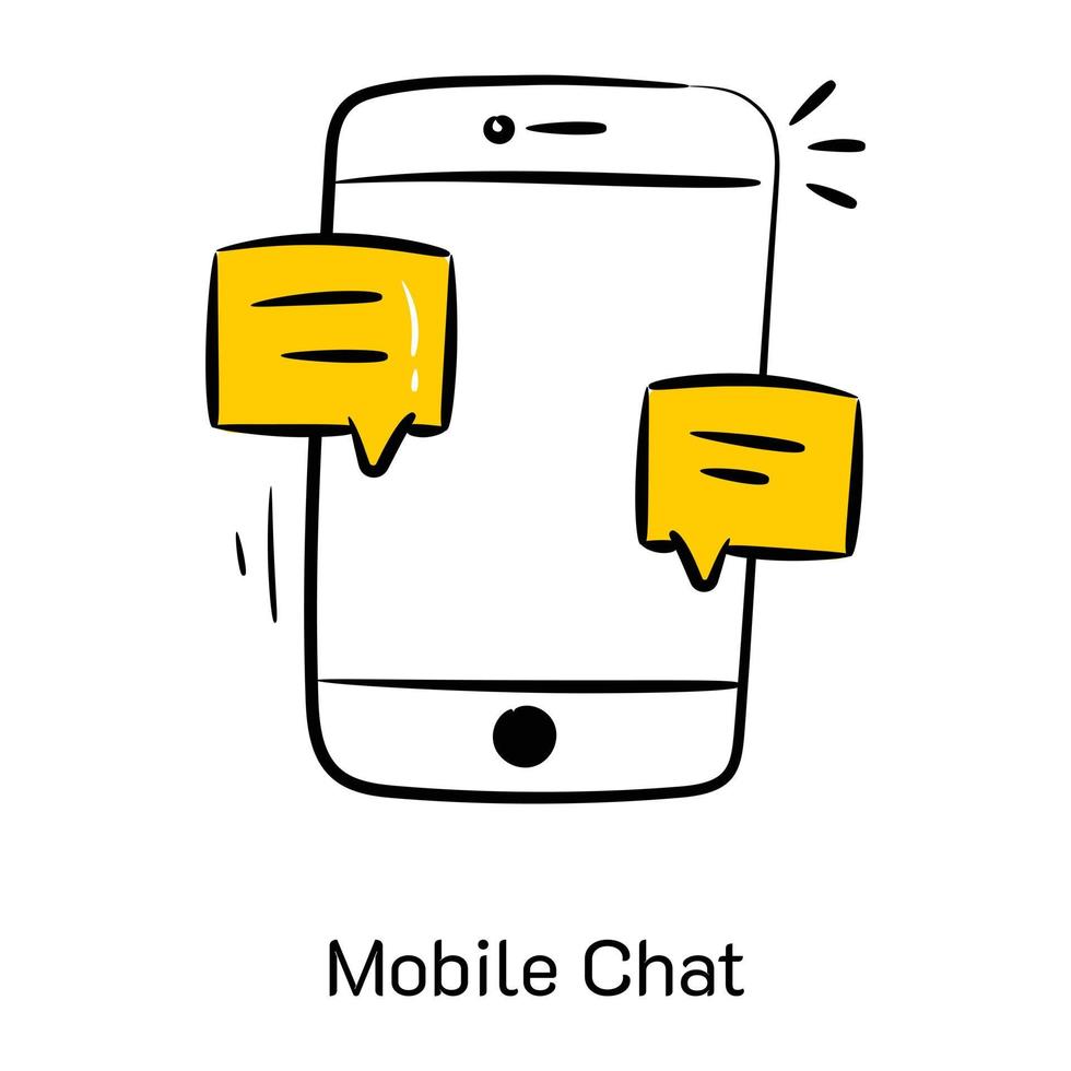 metti le mani su questa icona di chat mobile, stile disegnato a mano vettore