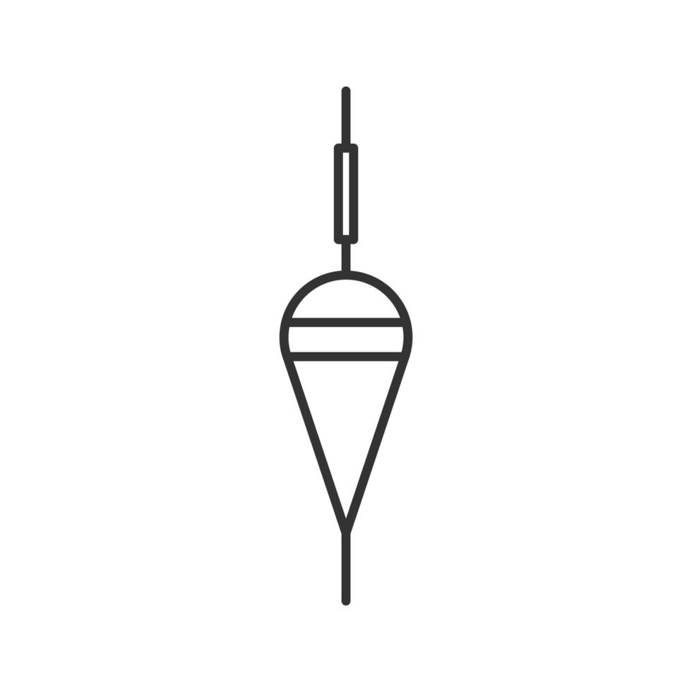 icona lineare del galleggiante da pesca. illustrazione al tratto sottile. bobber. attrezzatura da pesca. simbolo di contorno. disegno di contorno isolato vettoriale