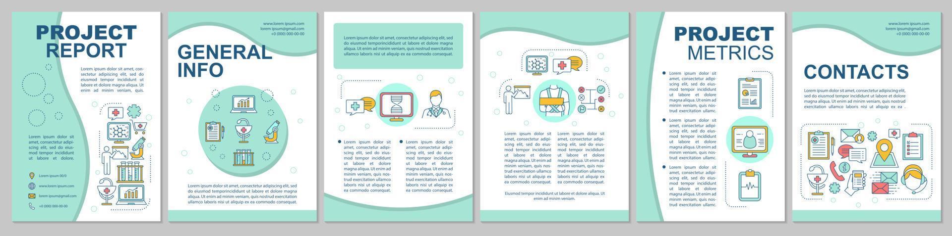 modello di brochure del servizio medico. volantino, opuscolo, design di stampa di volantini con illustrazioni lineari. medicina e sanità. layout di pagina vettoriali per riviste, report di progetti, poster pubblicitari