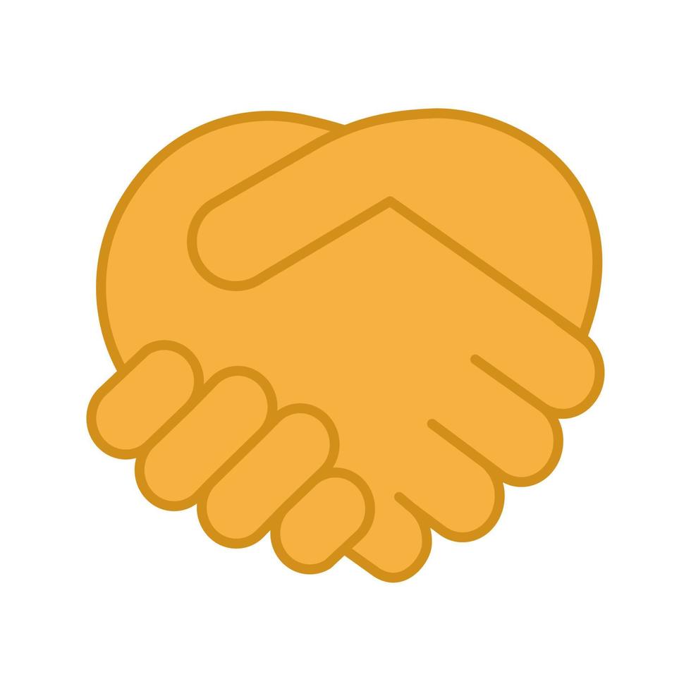 icona del colore del gesto della stretta di mano. Emoji che si stringono la mano. incontro di amici. accordo, affare, contratto. fiducia. illustrazione vettoriale isolata