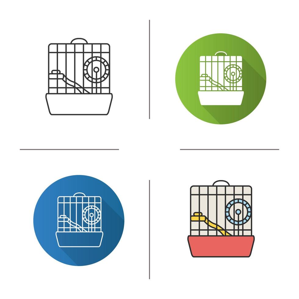 icona della gabbia del criceto. design piatto, stili lineari e di colore. ruota di roditore. illustrazioni vettoriali isolate