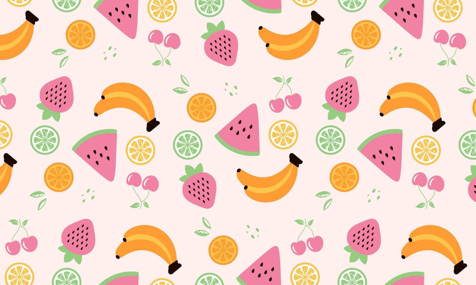 raccolta di frutta in illustrazioni in stile piatto disegnato a mano vettore