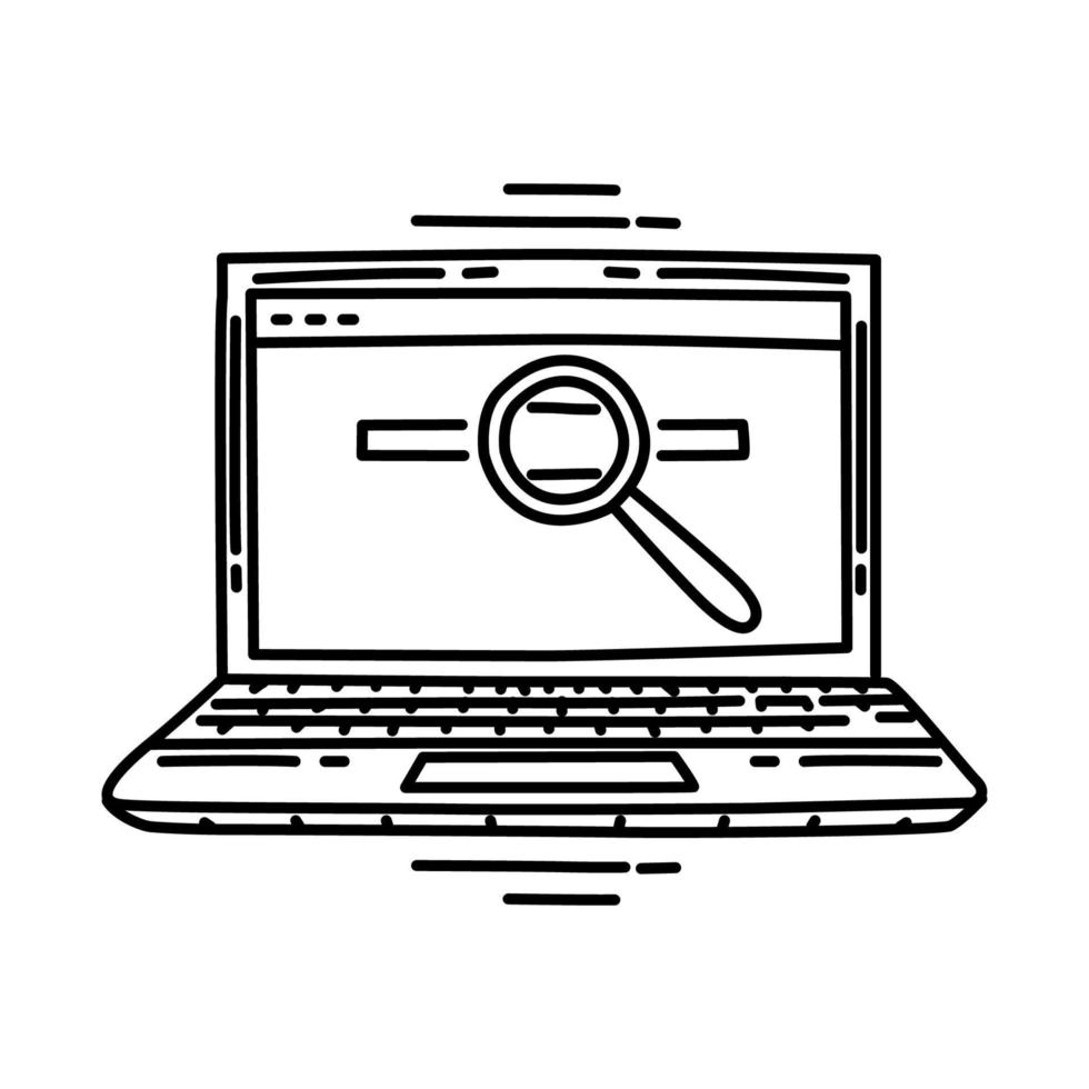 icona del browser del computer. doodle disegnato a mano o stile icona di contorno. vettore