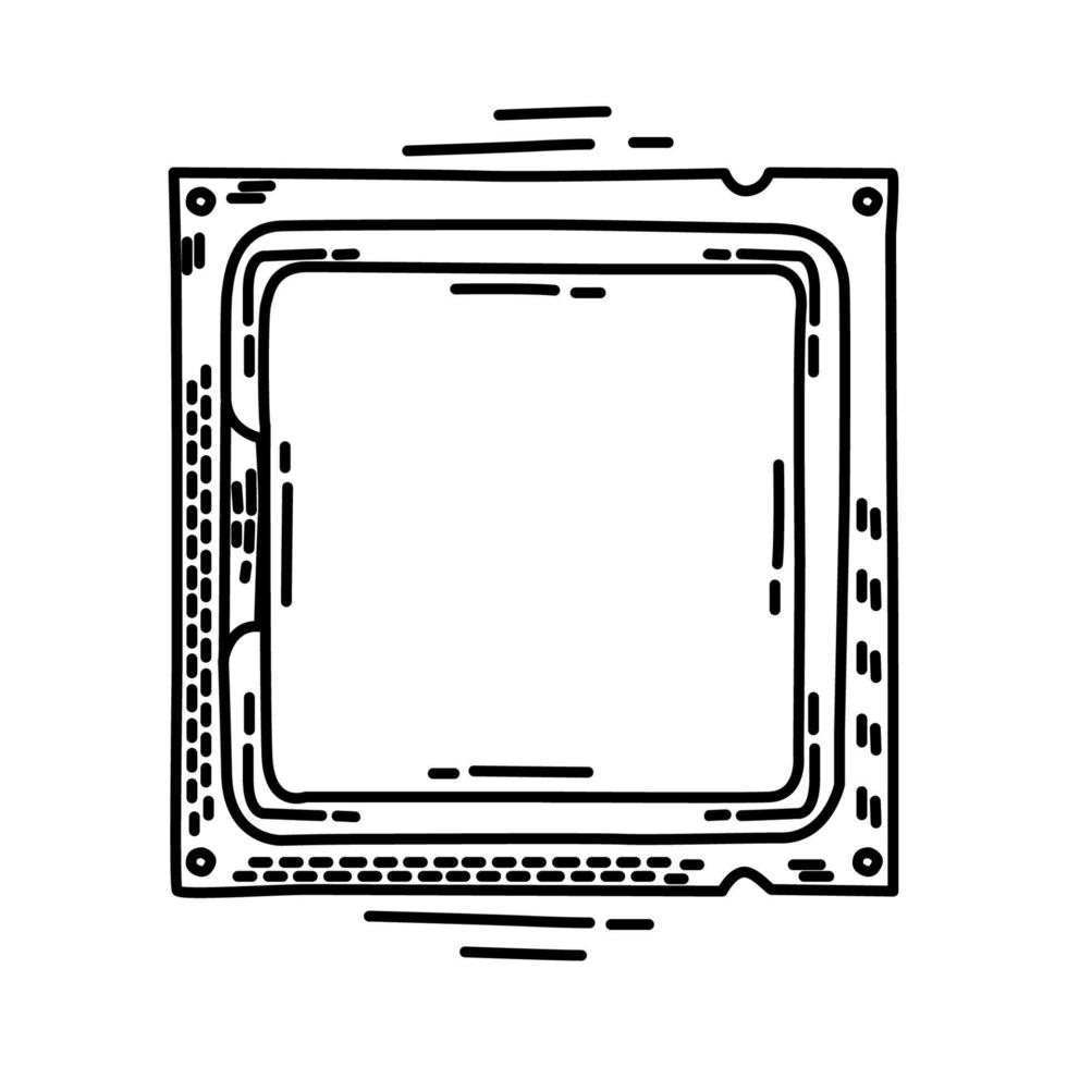 icona dell'unità processore. doodle disegnato a mano o stile icona di contorno. vettore