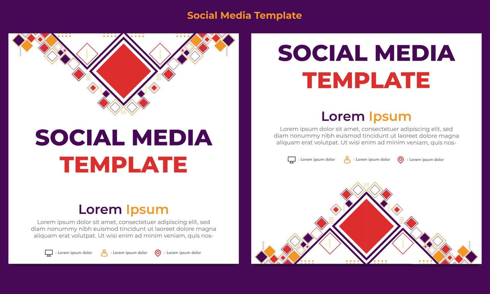 modello di post sui social media a forma geometrica a triangolo colorato vettore