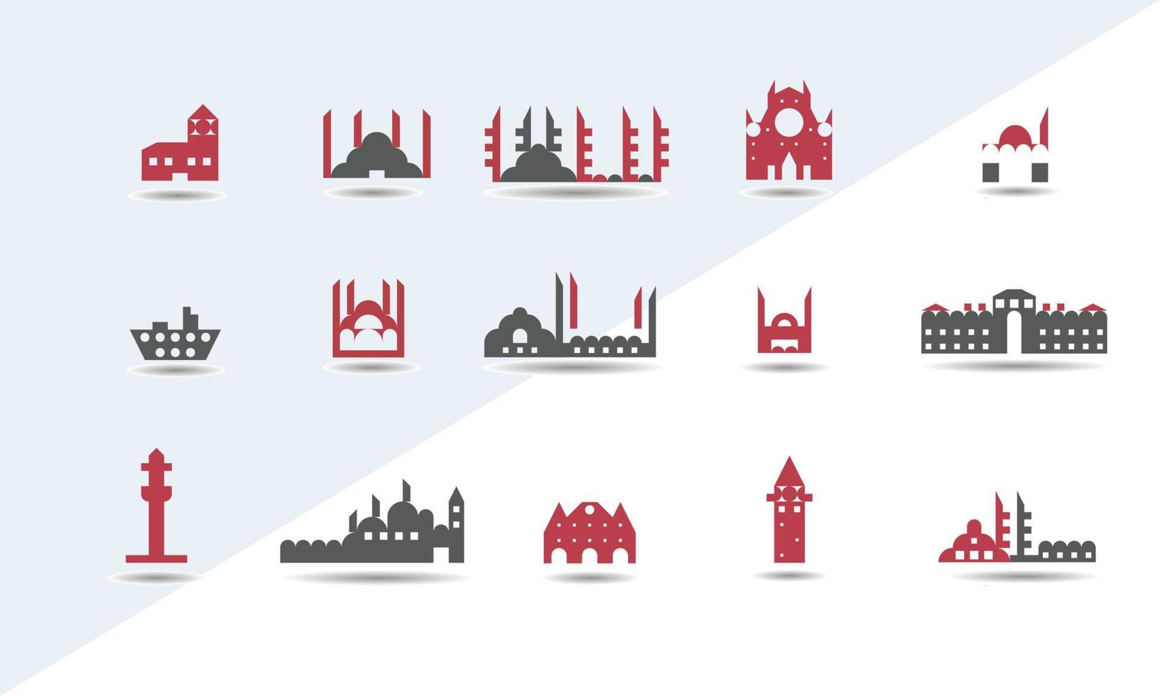 piccola città insieme di case e residenze su sfondo bianco, illustrazione del modello vettoriale