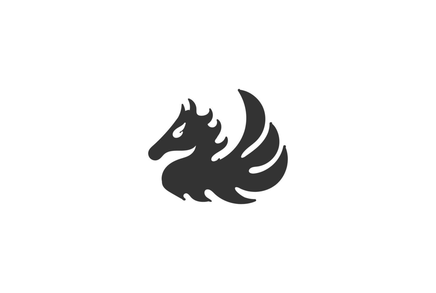 ali di drago dello stallone del cavallo tribale della fiamma del fuoco per il vettore di progettazione del logo della nave vichinga