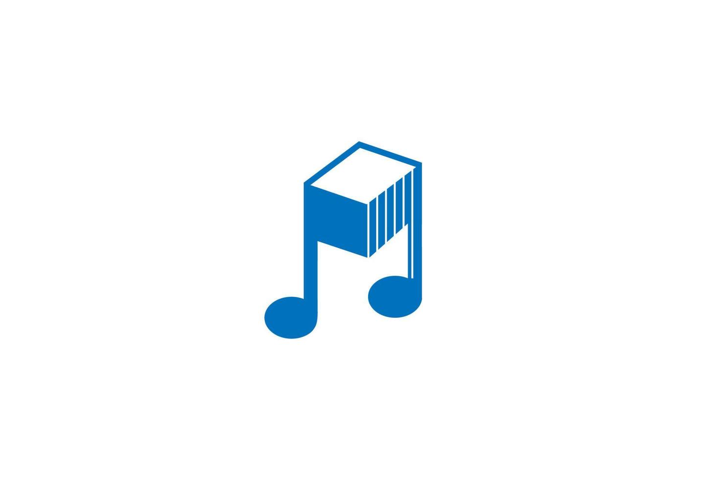 vettore di design del logo del cubo della scatola delle note chiave di musica minimalista semplice