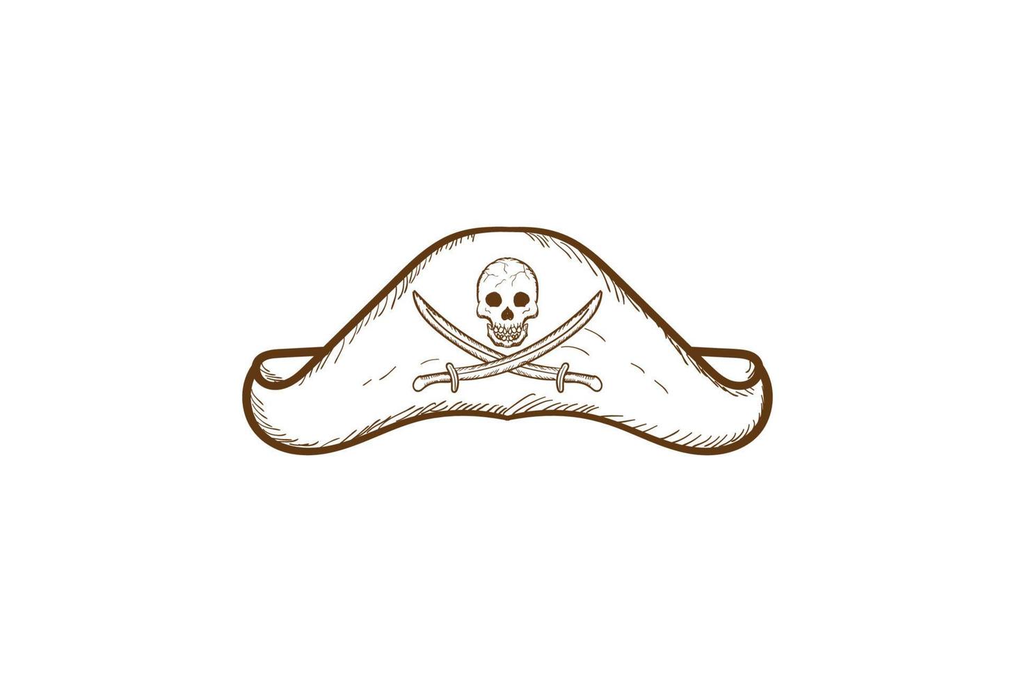cappello da marinaio pirati retrò vintage con spada e teschio emblema logo design vettoriale