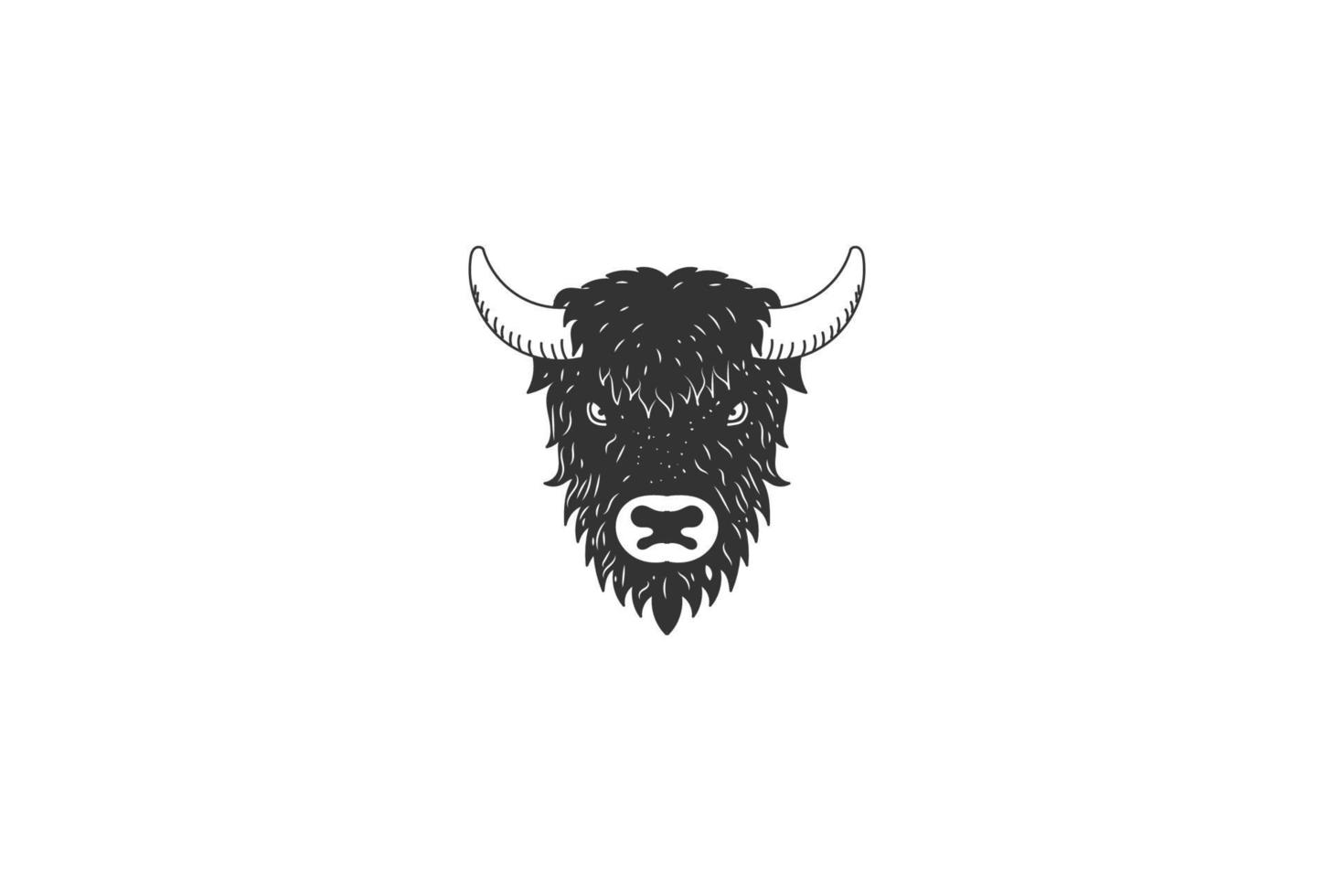vintage hipster rustico bisonte testa di toro logo design vector