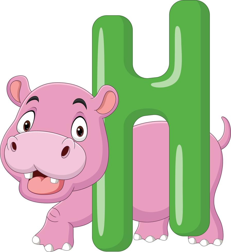 lettera dell'alfabeto h per ippopotamo vettore