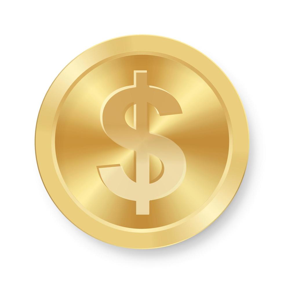 concetto di moneta da un dollaro d'oro della valuta di internet web vettore