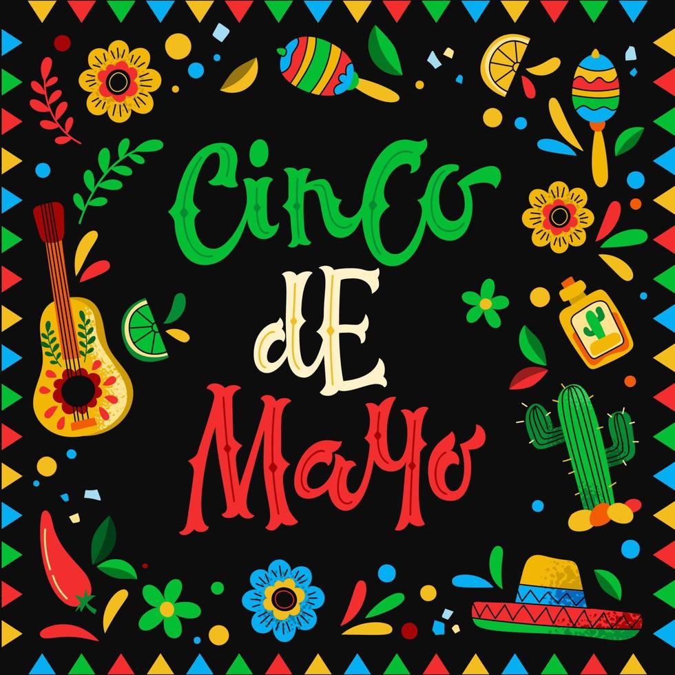 poster luminoso per le vacanze di cinco de mayo vettore