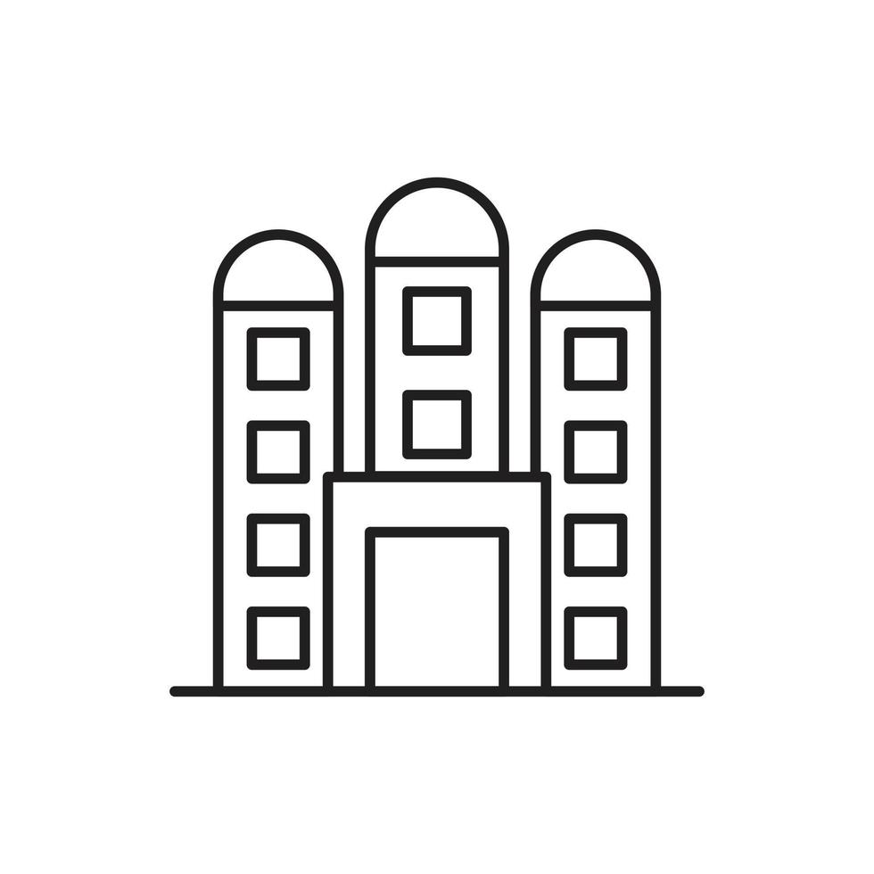 linea dell'icona dell'edificio dell'ufficio per il sito Web, presentazione di simboli vettore