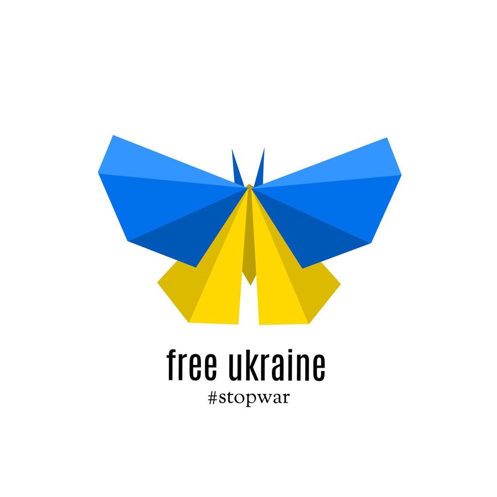 illustrazione grafica vettoriale di origami farfalla, simbolo gratuito dell'Ucraina, adatto per banner, poster, campagna, ecc.