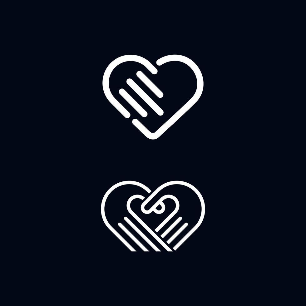 mano del cuore. una combinazione di logo della mano e del cuore in uno vettore