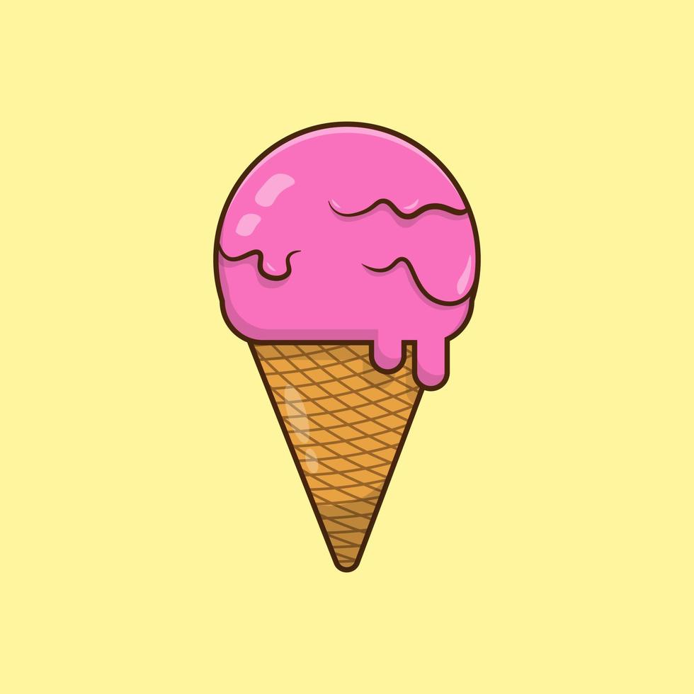 illustrazione viola dell'icona del fumetto del cono gelato vettore