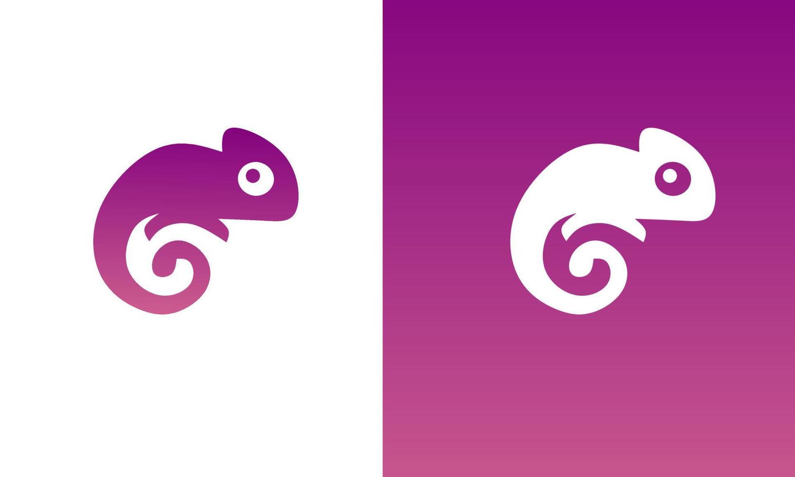modello logo icona camaleonte con sfumatura di colore rosa pacifico e viola velluto vettore