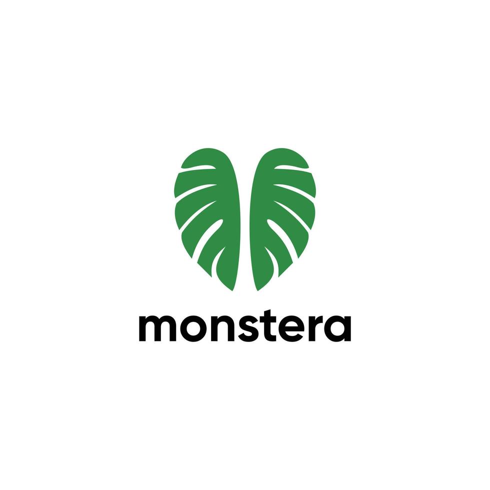 monstera foglia pulito logo design moderno vettore