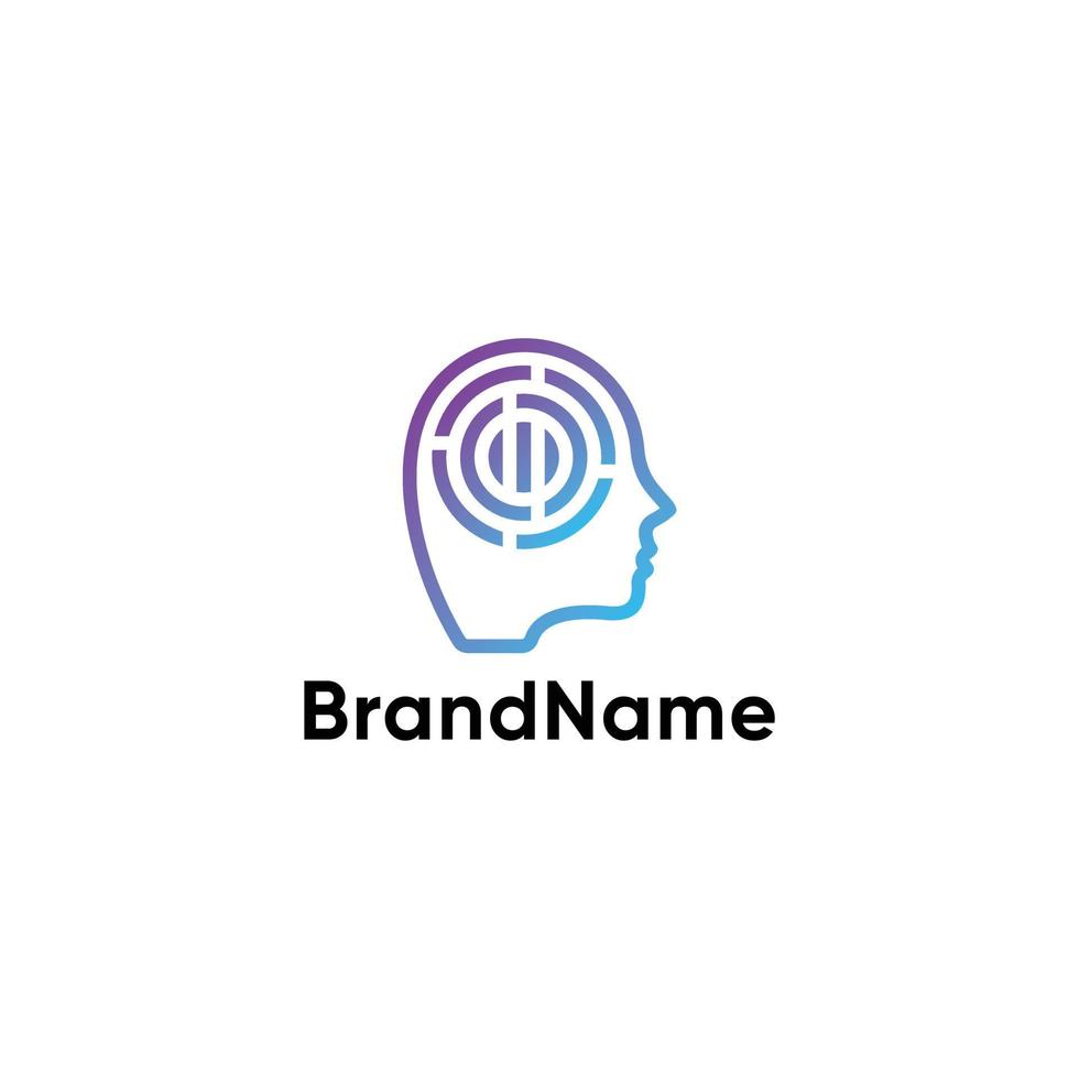 design del logo del labirinto del cervello vettore