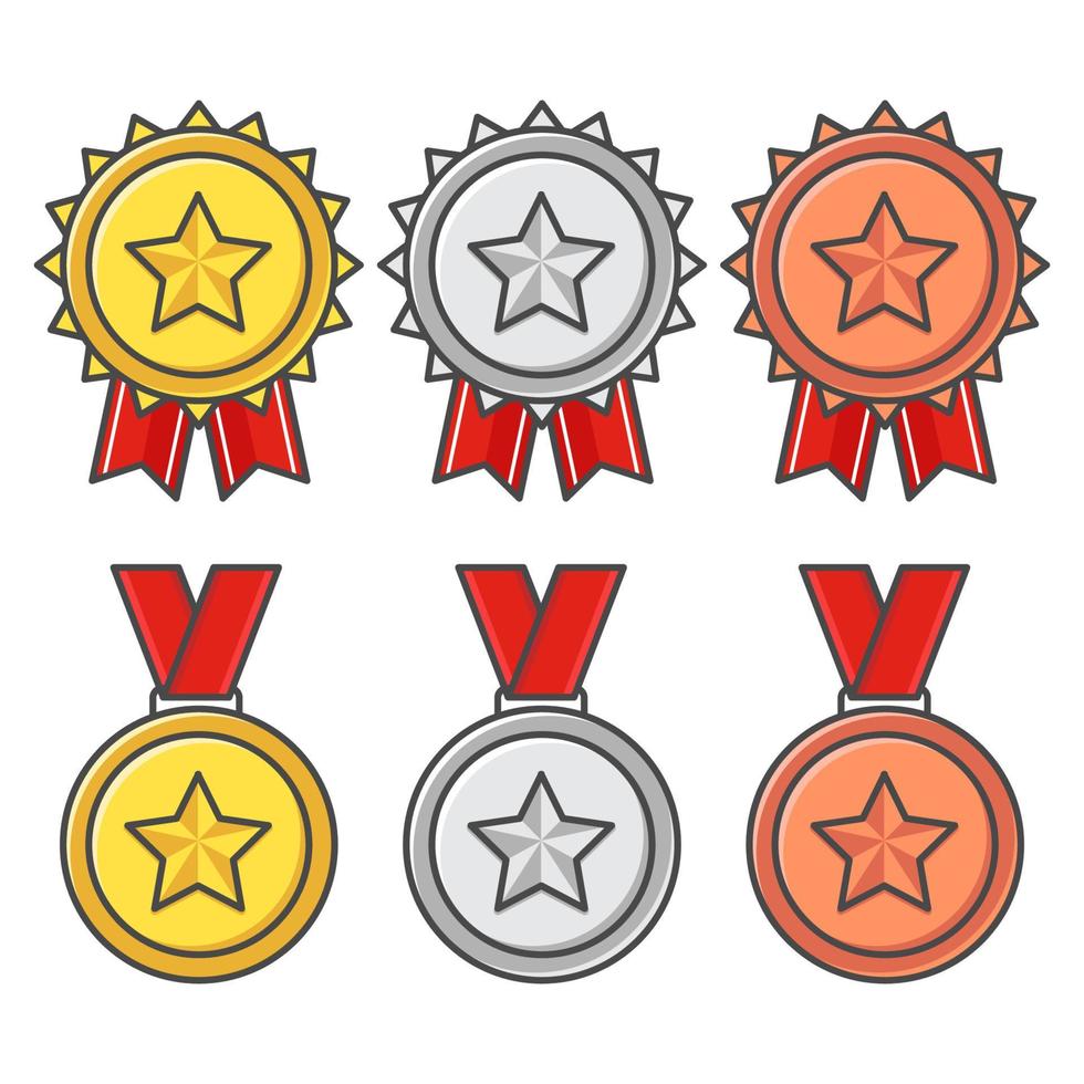 set di sub-badge oro argento bronzo in vettore di colore piatto