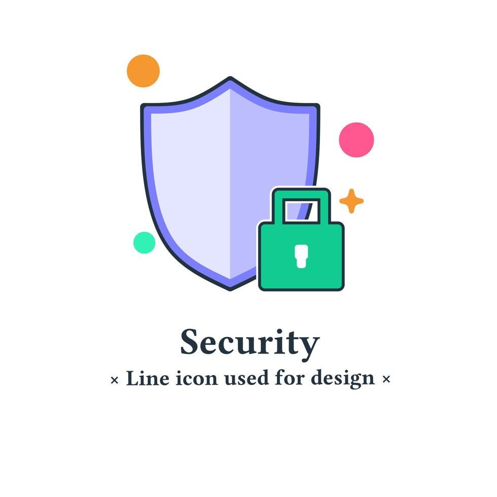 icona del colore del segno dello scudo isolata su uno sfondo bianco. simbolo dello scudo di sicurezza dei dati personali per applicazioni web e mobili. vettore