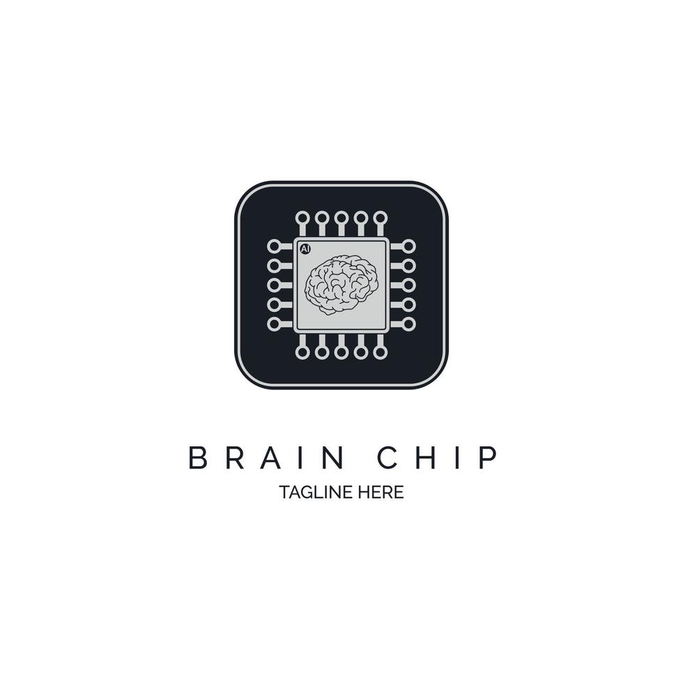 cervello chip circuito integrato microchip cpu ai smart chip logo design modello per marchio o azienda e altro vettore